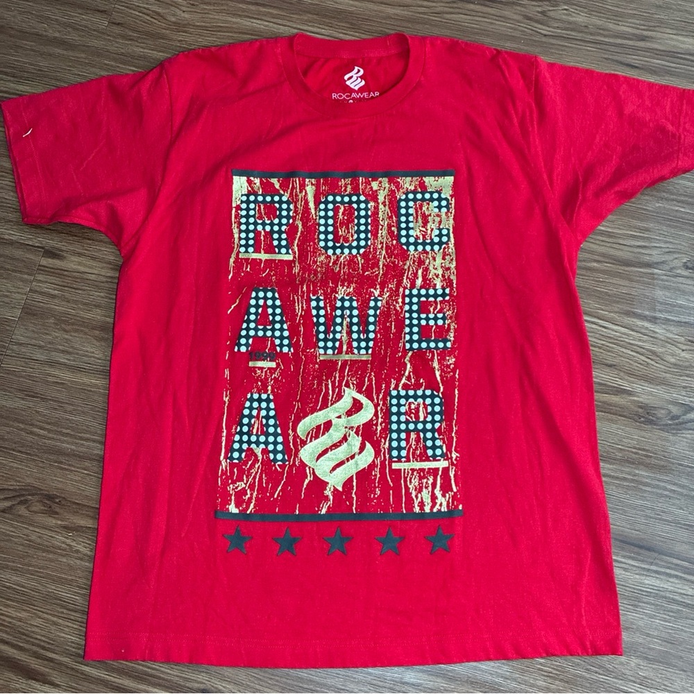 Rocawear Gold Splatter T Shirt Size Large